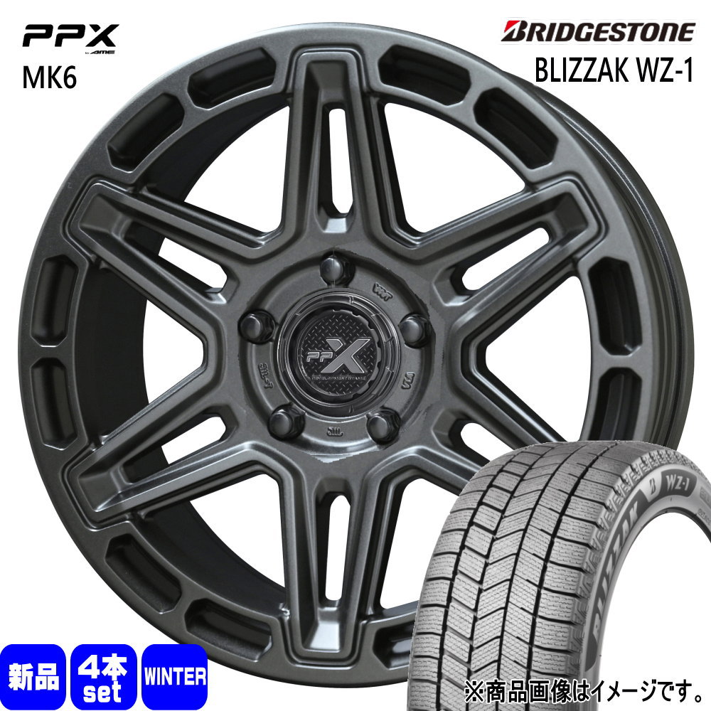 215/70R16 100Q ブリザック WZ1 BLIZZAK WZ-1 ブリヂストン BRIDGESTONE 新品 冬用 スタッドレスタイヤ ホイール 4本セット 共豊コーポレーション PPX MK6 16&times;7.0+35 5/114.4｜タイヤショップ78
