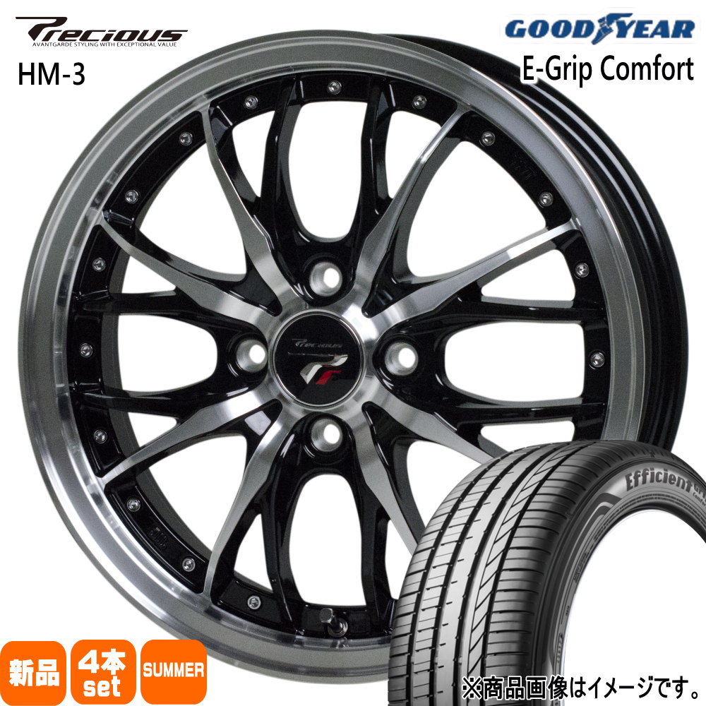 155/65R14 75H エフィシェントグリップ コンフォート EfficientGrip Comfort グッドイヤー GOODYEAR 新品 夏用 サマータイヤ ホイール 4本セット HOT STUFF CORPORATION Precious HM-3 14×4.5+45 4/100 14インチ|タイヤショップ78