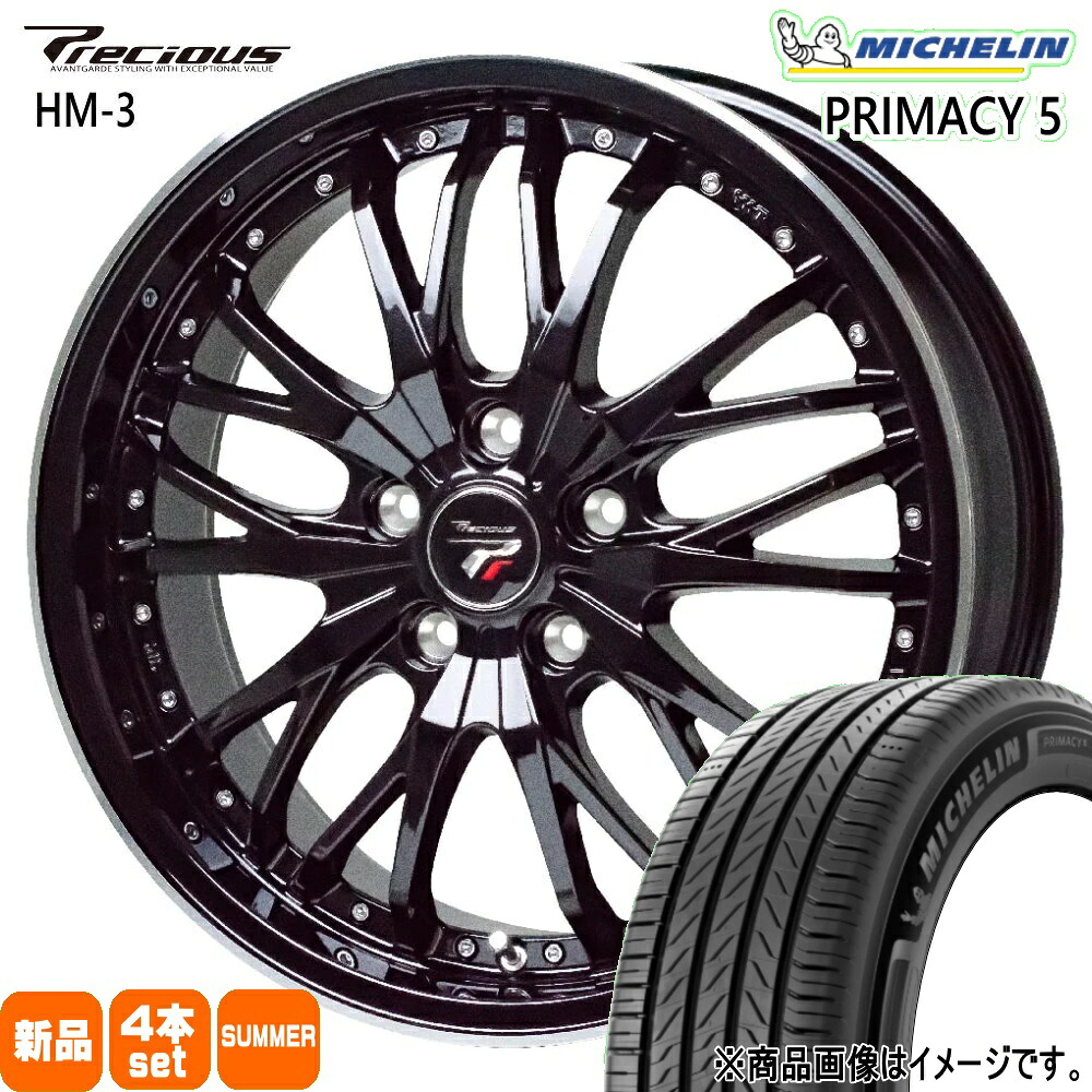 215/45R18 93W XL プライマシー5 RIMACY 5 ミシュラン MICHELIN 新品 夏用 サマータイヤ ホイール 4本セット HOT STUFF CORPORATION Precious HM-3 18×7.5+38 5/114.3 18インチ|タイヤショップ78