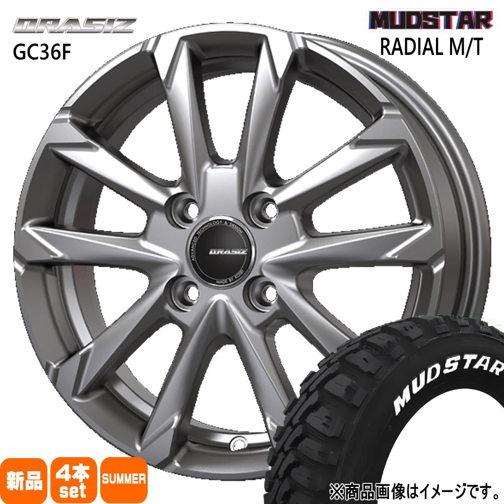 165/65R14 79S ラジアル MT RADIAL MT マッドスター MUDSTAR 新品 夏用 サマータイヤ ホイール 4本セット KIT JAPAN QRASIZ GC36F 14×4.5+45 4/100 14インチ|タイヤショップ78