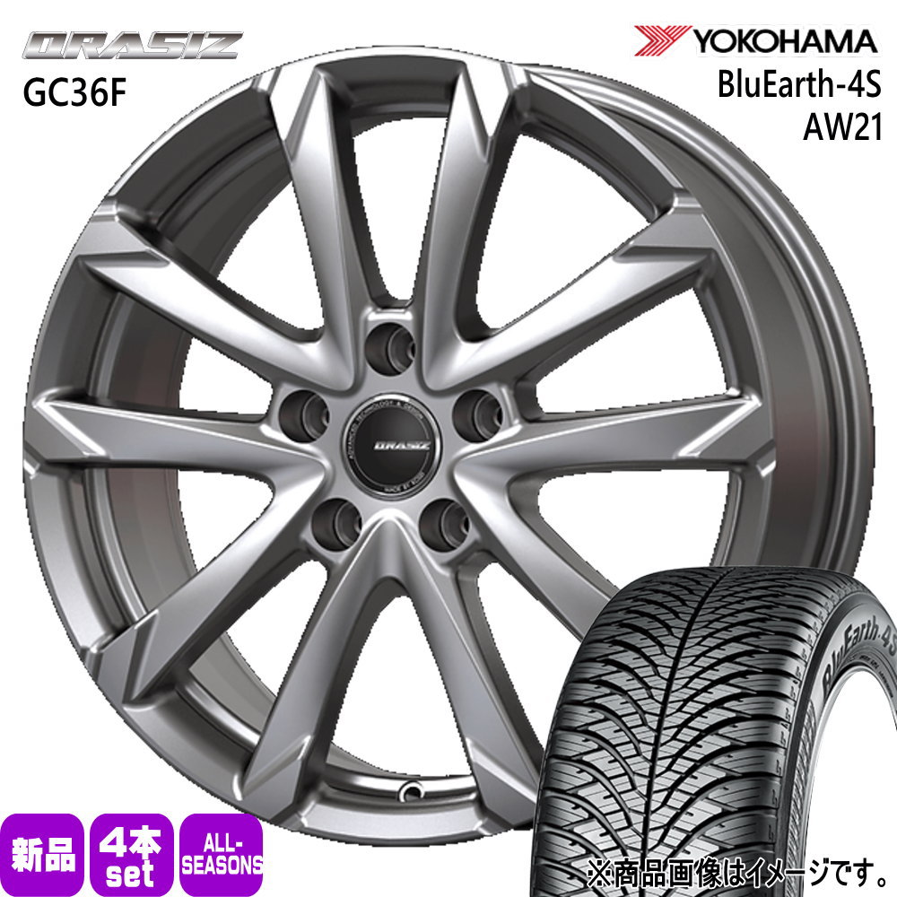 215/70R16 100H ブルーアース 4S AW21 BluEarth-4S AW21 ヨコハマ YOKOHAMA 新品 夏冬兼用 オールシーズンタイヤ ホイール 4本セット KIT JAPAN QRASIZ GC36F 16×6.5+40 5/114.3 16インチ|タイヤショップ78