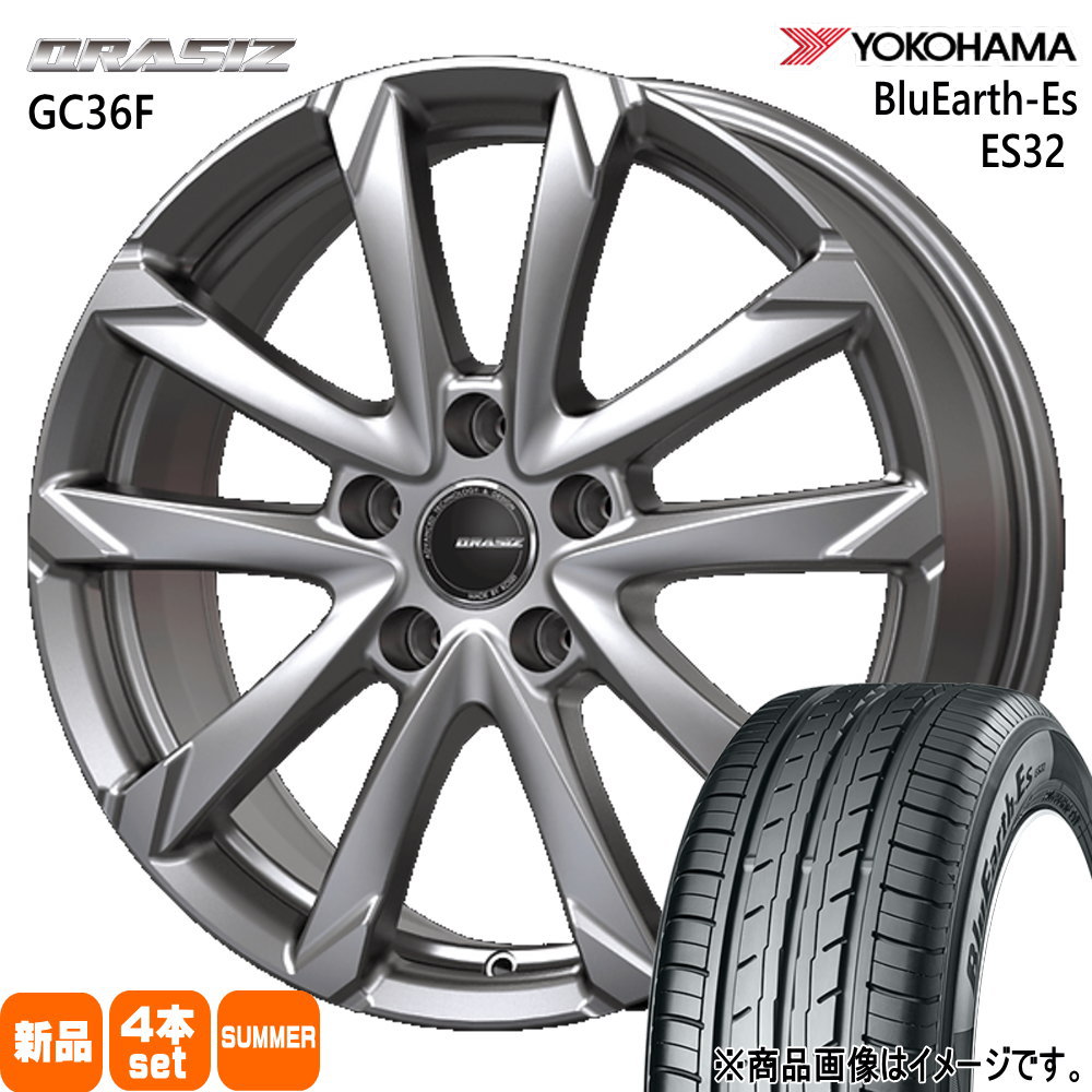 195/50R16 84V ブルーアース ES ES32 BluEarth-Es ES32 ヨコハマ YOKOHAMA 新品 夏用 サマータイヤ ホイール 4本セット KIT JAPAN QRASIZ GC36F 16×6.5+47 5/114.3 16インチ|タイヤショップ78
