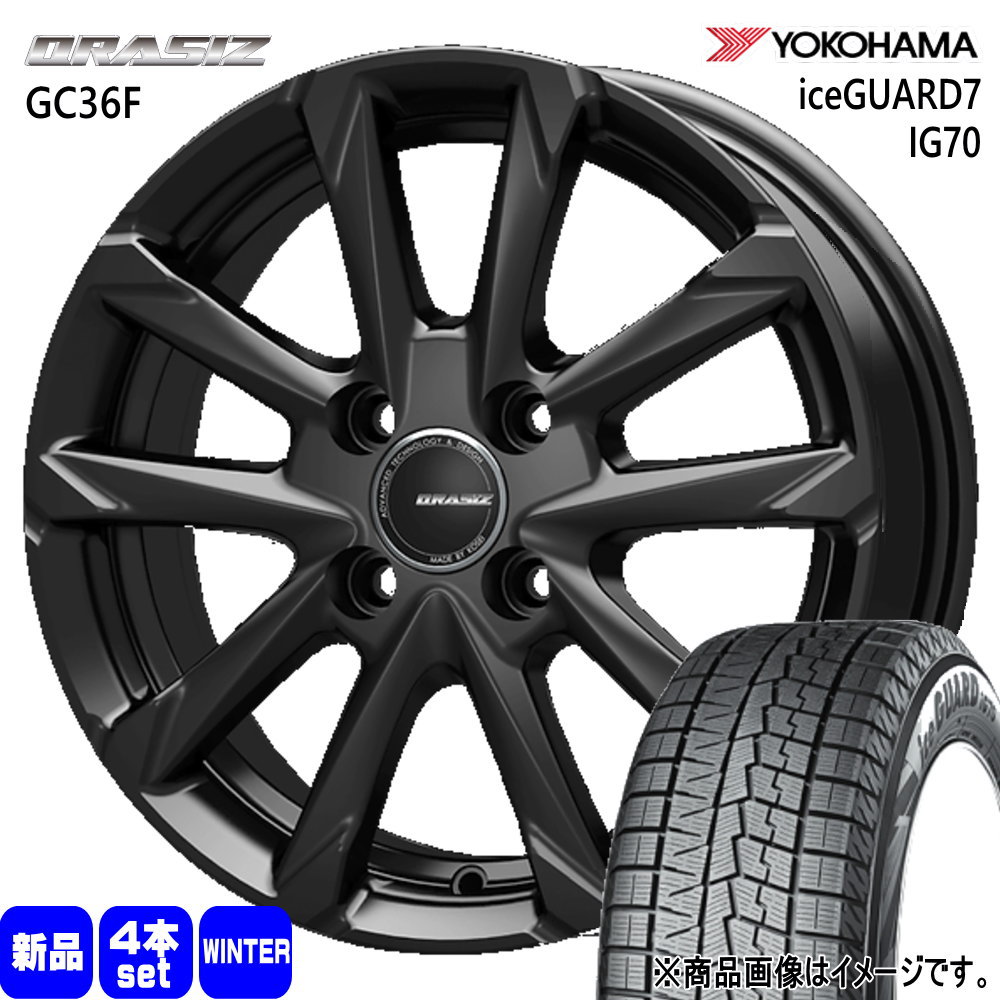165/55R14 72Q アイスガード7 IG70 iceGUARD7 IG70 ヨコハマ YOKOHAMA 新品 冬用 スタッドレスタイヤ ホイール 4本セット KIT JAPAN QRASIZ GC36F 14×4.5+45 4/100 14インチ|タイヤショップ78
