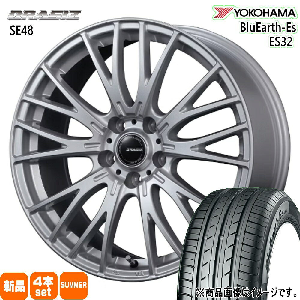 215/55R17 94V ブルーアース ES ES32 BluEarth-Es ES32 ヨコハマ YOKOHAMA 新品 夏用 サマータイヤ ホイール 4本セット KIT JAPAN QRASIZ SE48 17×7.0+40 5/114.3 17インチ|タイヤショップ78