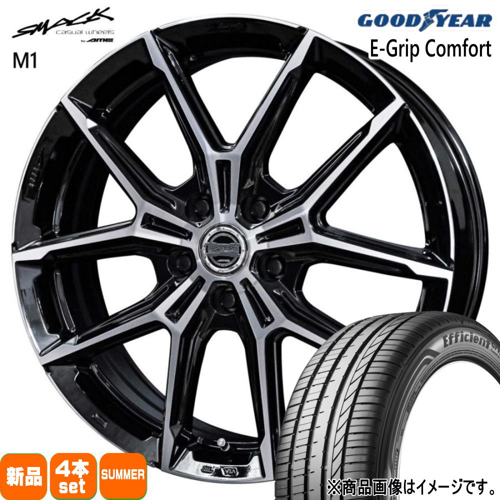 215/40R18 89W XL エフィシェントグリップ コンフォート EfficientGrip Comfort グッドイヤー GOODYEAR 新品 夏用 サマータイヤ ホイール 4本セット 共豊コーポレーション SMACK +EK M1 18&times;7.5+45 5/114.3｜タイヤショップ78