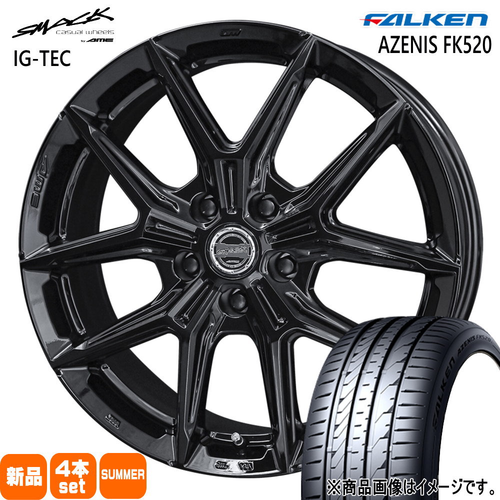 225/40R19 93Y XL アゼニス FK520 AZENIS FK520 ファルケン FALKEN 新品 夏用 サマータイヤ ホイール 4本セット 共豊コーポレーション SMACK IG-TEC 19×7.0+45 5/114.3|タイヤショップ78