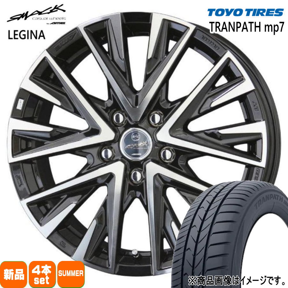 225/50R18 トランパス mp7 TRANPATH mp7 トーヨータイヤ TOYOTIRES 新品 夏用 サマータイヤ ホイール 4本セット 共豊コーポレーション SMACK LEGINA 18&times;7.5+48 5/114.3｜タイヤショップ78