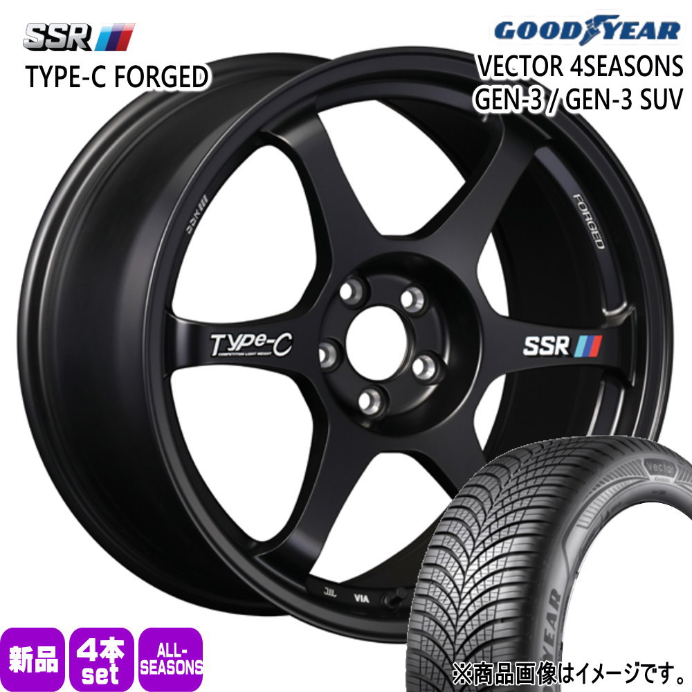 215/55R17 98W XL ベクター 4シーズン GEN3 VECTOR 4SEASONS GEN-3 グッドイヤー GOODYEAR 新品 夏冬兼用 オールシーズンタイヤ ホイール 4本セット SSR Type-C FPRGED 17&times;7.5+48 5/114.3｜タイヤショップ78