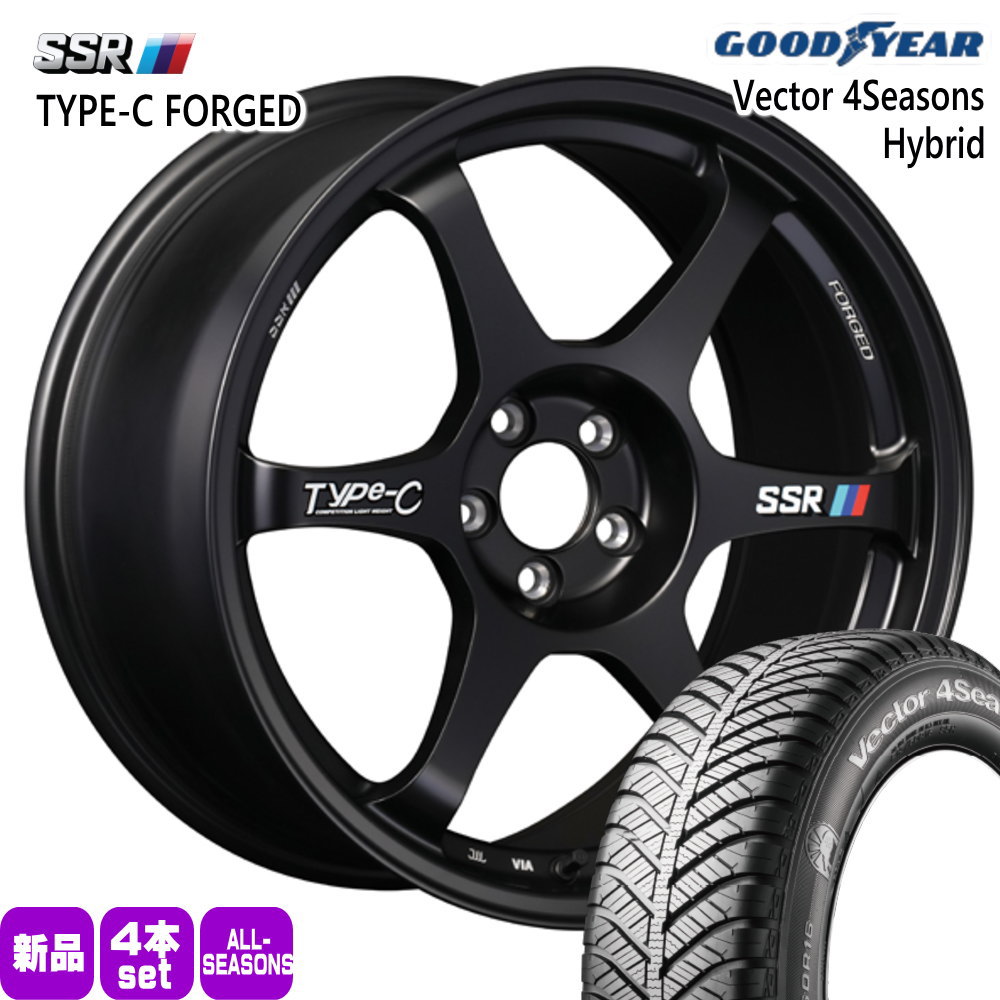 225/55R17 101H XL ベクター 4シーズン ハイブリッド Vector 4Seasons Hybrid グッドイヤー GOODYEAR 新品 夏冬兼用 オールシーズンタイヤ ホイール 4本セット SSR Type-C FPRGED 17×7.5+48 5/114.3|タイヤショップ78