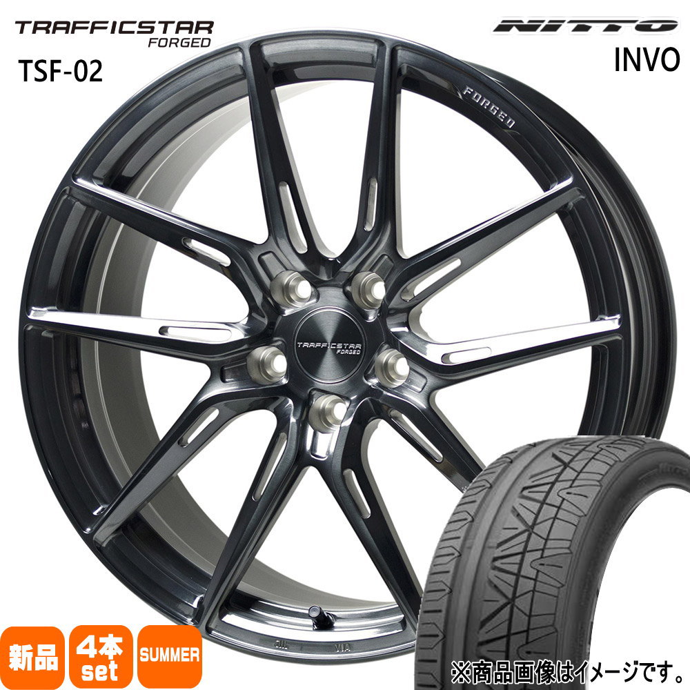 245/45R20 99W インヴォ INVO ニットー NITTO 新品 夏用 サマータイヤ ホイール 4本セット HOT STUFF CORPORATION TRAFFICSTAR FORGED TSF-02 20×8.5+38 5/114.3|タイヤショップ78