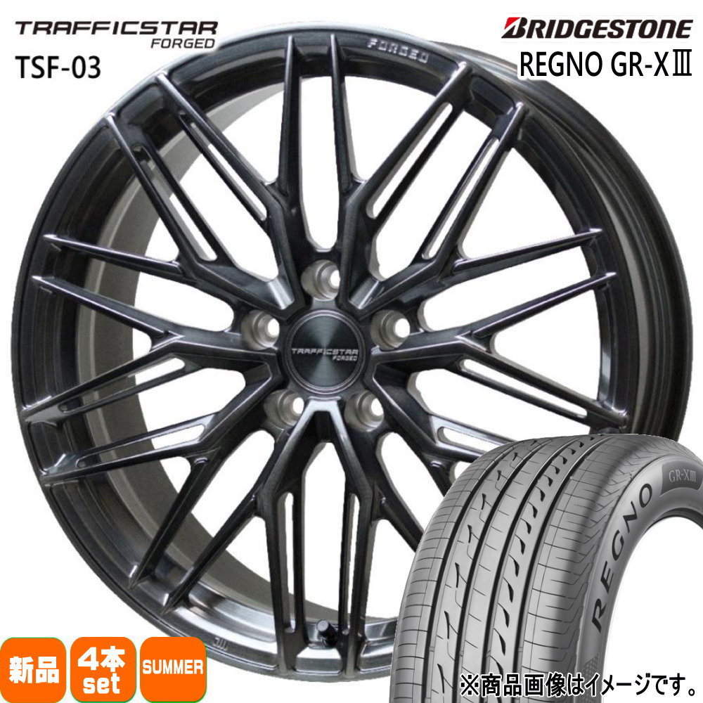 225/40R19 93W XL レグノ GRX3 REGNO GR-X3 ブリヂストン BRIDGESTONE 新品 夏用 サマータイヤ ホイール 4本セット HOT STUFF CORPORATION TRAFFICSTAR FORGED TSF-03 19&times;8.0+42 5/114.3｜タイヤショップ78
