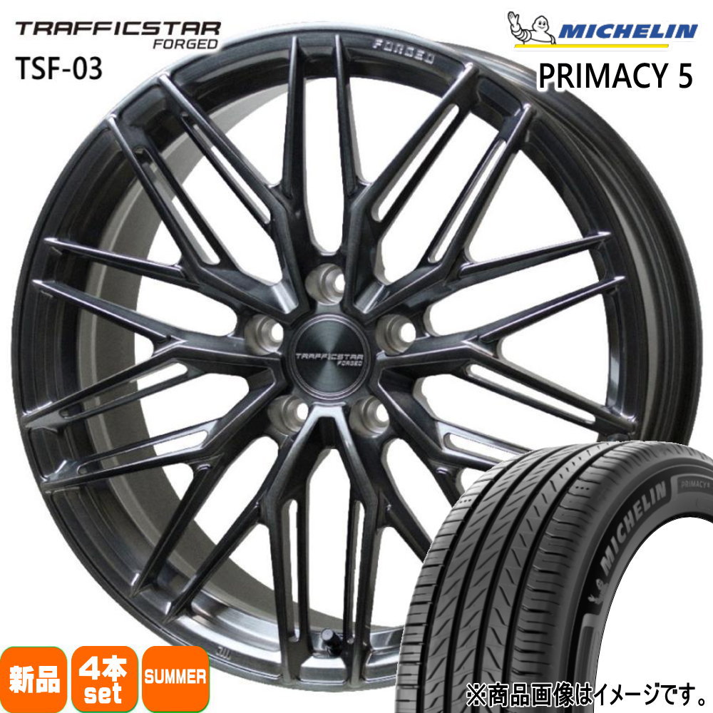 245/45R19 102W XL プライマシー5 RIMACY 5 ミシュラン MICHELIN 新品 夏用 サマータイヤ ホイール 4本セット HOT STUFF CORPORATION TRAFFICSTAR FORGED TSF-03 19&times;8.0+42 5/114.3｜タイヤショップ78