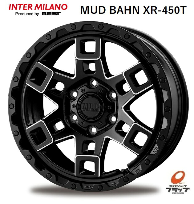 送料無料 ホイールのみ 4本セット インターミラノ ベスト MUD BAHN XR-450T マッドバーン グロスブラック/マシニング 18インチ 8.5J インセット+52 6穴 PCD139.7 4本 ランクル300 ランクル250 JWL-T規格適合品｜タイヤショップフラップ