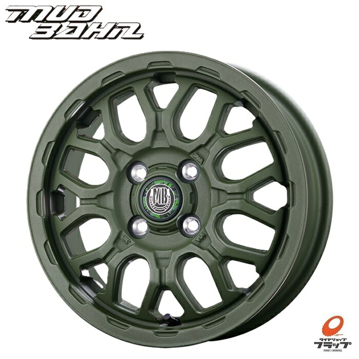 送料無料 ホイールのみ 4本セット BEST INTERMILANO MUD BAHN XR-800M ME チッピンググリーン 12インチ 4.00B インセット+42 4穴 PCD100 JWL-T 軽トラ 軽バン インターミラノ ベスト マッドバーン ざらざら塗装