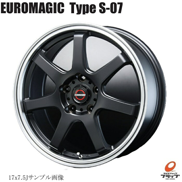 【取り寄せ品】 送料無料~ ホイールのみ4本セット BLEST EUROMAGIC Type S-07 セミグロスブラック 15インチ 6.0J インセット+43 5穴 PCD100 JWL ブレスト ユーロマジック|タイヤショップフラップ