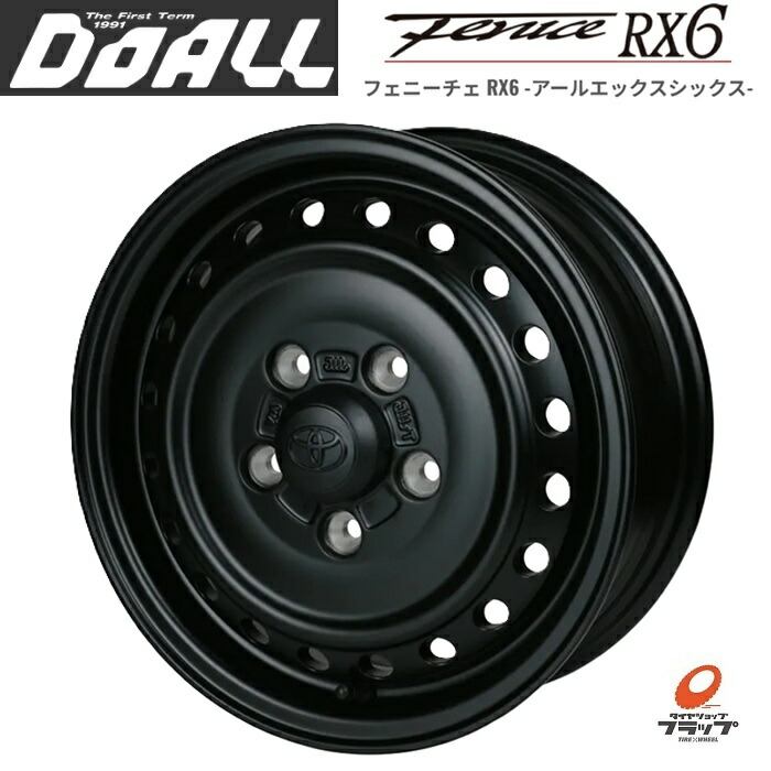 【取り寄せ品】 送料無料 ホイールのみ 4本セット DOALL アルジェノン フェニーチェ FENICE RX6 マットブラック 14インチ 5.0J インセット+45 5穴 PCD114.3 JWL-T タウンエース ライトエース ※センターキャップは付属しません。純正キャップを装着した場合の参考画像です。