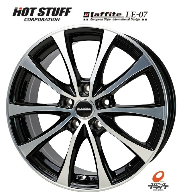 Laffite◆7J 17in IS50 PCD100-5H◆ブラックポリッシュカラー◆プリウス カローラ 86 BRZ レガシィ インプレッサなどに Laffite◇7J 17in IS50 PCD100-5H◇ブラックポリッシュカラー