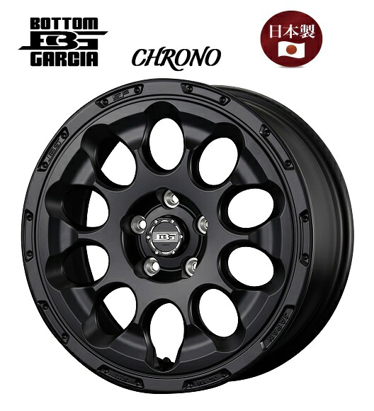 送料無料　4本セット　KITジャパン　ボトムガルシア　クロノ　セミグロスブラック　17インチ　7J　インセット+38　5穴　PCD114.3　4本　デリカD:5　エクストレイル　RAV4　アウトランダー KITJAPAN KOSEI コーセイ