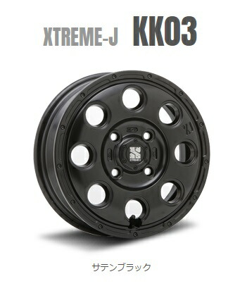 送料無料　4本セット　MLJ　エクストリームジェイ　KK03　サテンブラック　13インチ　4J　インセット+43　4穴　PCD100　JWL-T　4本　軽自動車　エブリィ　スペーシアギア　ハスラー　フレアクロスオーバー　キャスト｜タイヤショップフラップ