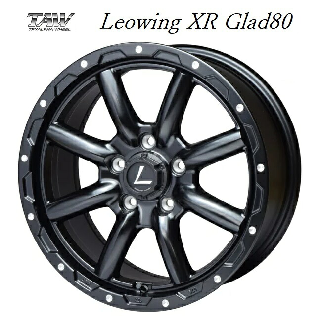 送料無料　４本セット　トライアルファ　レオウィング XR クロス グラッド 80 セミグロスブラック　16インチ　7J　インセット+38　5穴　PCD139.7　JWL　VIA　4本　エクストレイル　RAV4　デリカＤ：５｜タイヤショップフラップ