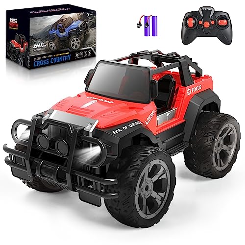 【期間限定ポイントUP】Carox ラジコン オフロード 子供向け 人気 おもちゃ車 充電式バッテリー2個付き ヘッドランプ付き 1/16スケール 操作時間160分 2.4GHz ラジコン RCカー 大型タイヤのオフロードカー SDGs 男