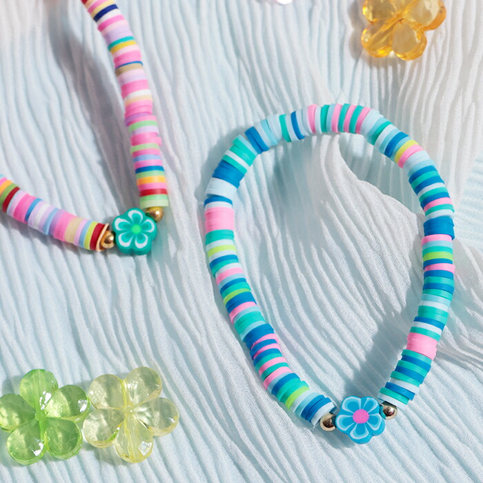楽天市場】スレッドフロルブレスレット ／ カラフル ビーズ ゴム 腕輪