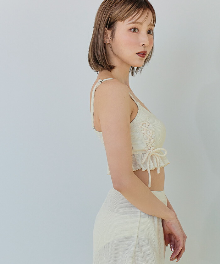 dimmoire 水着 white M 水着 レディース ビキニ 2点セット 体型カバー ノンワイヤー