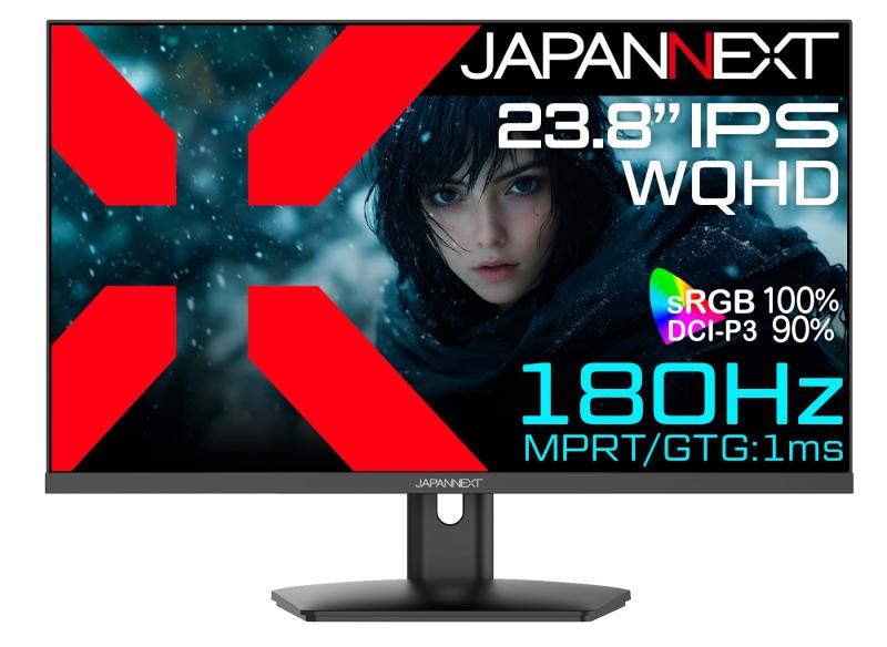 JAEXT 23.8インチ IPSパネル 180z WQD(2560x1440)解像度 ゲーミングモニター JN-IPS238G180Q DMI DP DR 1ms(GTG/MPRT) sRGB 100% PS5 120z