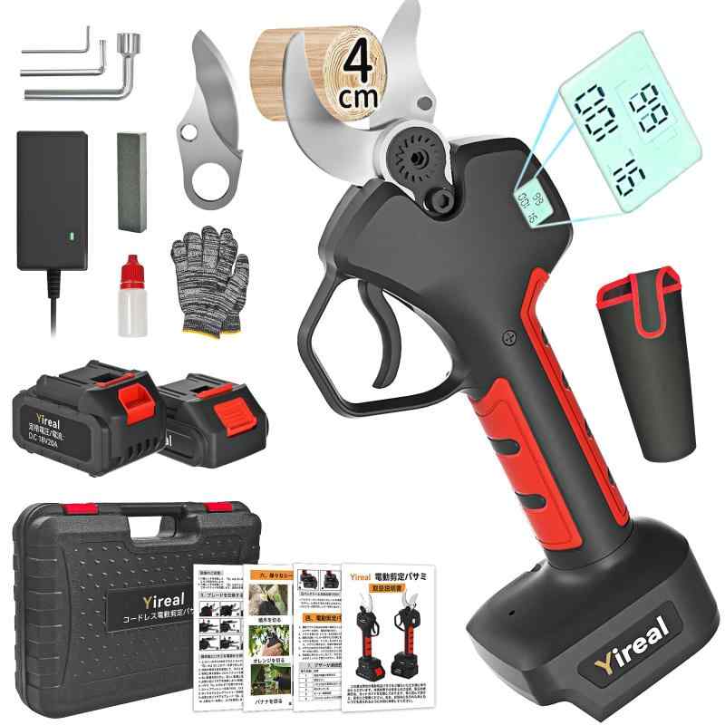 人気，定番】 Yireal 電動剪定バサミ 剪定バサミ 18V切断径42mmの充電