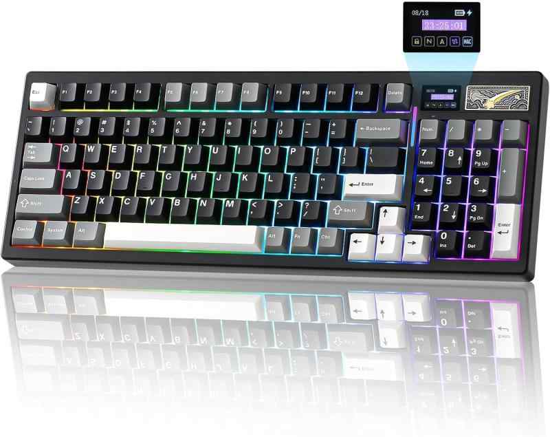 IF99 96%レイアウト ワイヤレス ゲーミングキーボード メカニカル bluetooth/2.4G/有線 LCDスクリーン QMK/VIAプログラマブル ガスケット搭載 ホットスワップ RGB Mac/Win対応｜cocoluna31
