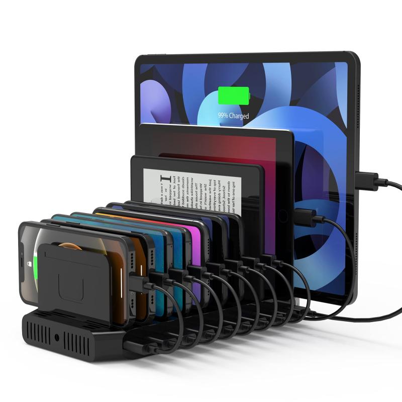 充電ステーション3代 USB充電ステーション 10ポート USB C 卓上充電スタンド PSE認証済 10台同時充電 1.5A/2.4A/3A スマートIC搭載 複数台対応 Android/iPhone/iPad/kindle/タブレット 9,927円