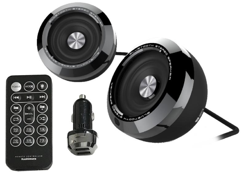 カシムラ(Kashima) Bluetoothステレオスピーカー イコライザー機能 MP3プレーヤー付 レインボー発光機能付 カードリモコン付 microSD再生可能 12V/24V車対応 NBL-73