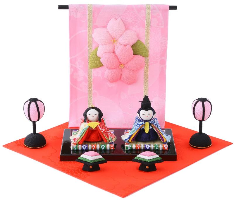 花間仕切りわらべ雛 ひな祭り 節句 ミニ ごく小さい ひな人形 パウダーコンパクト ちりめん