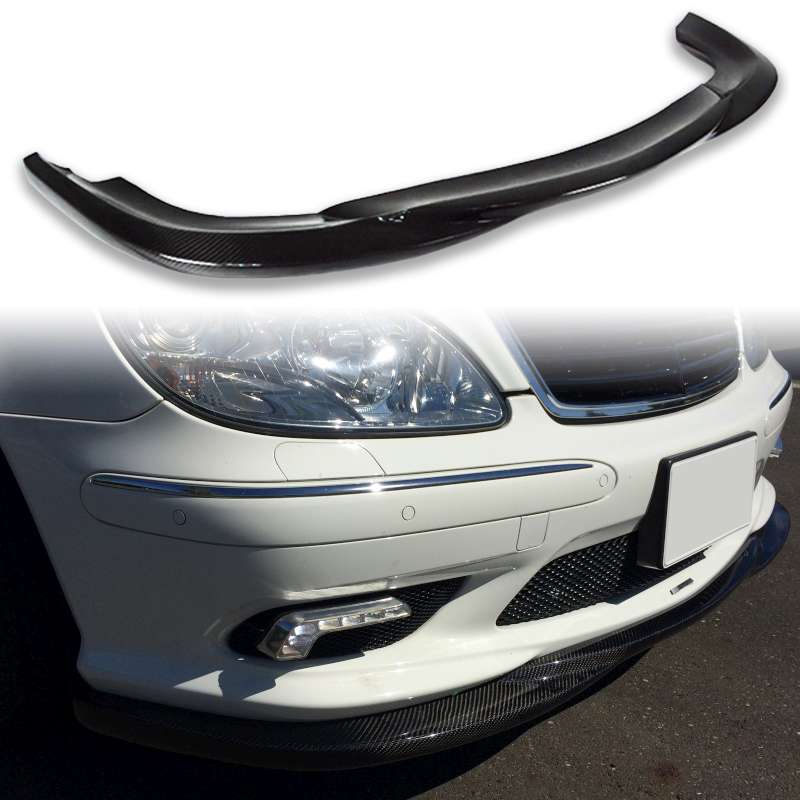 メルセデスベンツ用 Sクラス W220 後期 AMGパッケージバンパー用 カーボン フロントリップスポイラー 2002-2006 FRP材質 GH【___OCS】