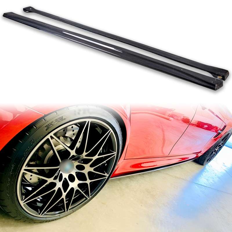 BMW用 M4 F82 クーペ用 カーボン サイドスカート エクステンション スポイラー 左右セット 2014-2020 KS【___OCS】