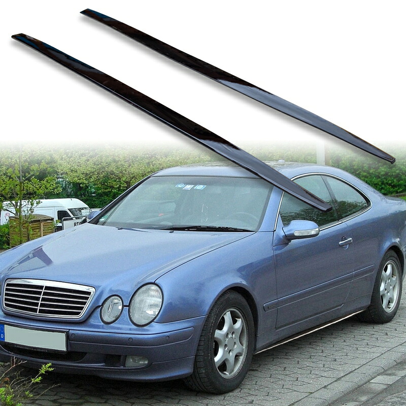 FYRALIP サイドエクステンション スポイラー アンダーフラップ メルセデスベンツ用 CLKクラス C208 クーペ用 1997-2003 PU製 左右セット 艶あり黒 ブラック塗装