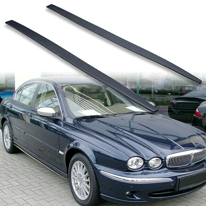 FYRALIP サイドエクステンション スポイラー アンダーフラップ ジャガー用 Xタイプ セダン用 2001-2008 PU製 左右セット 艶消し黒 マットブラック塗装
