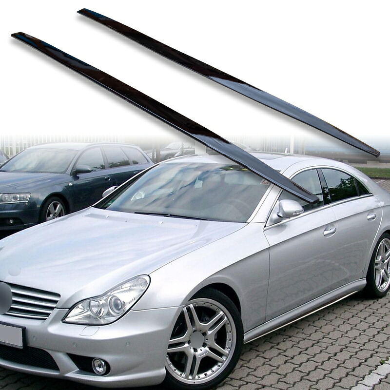 FYRALIP サイドエクステンション スポイラー アンダーフラップ メルセデスベンツ用 CLSクラス C219 4ドアクーペ用 2004-2010 PU製 左右セット 艶あり黒 ブラック塗装