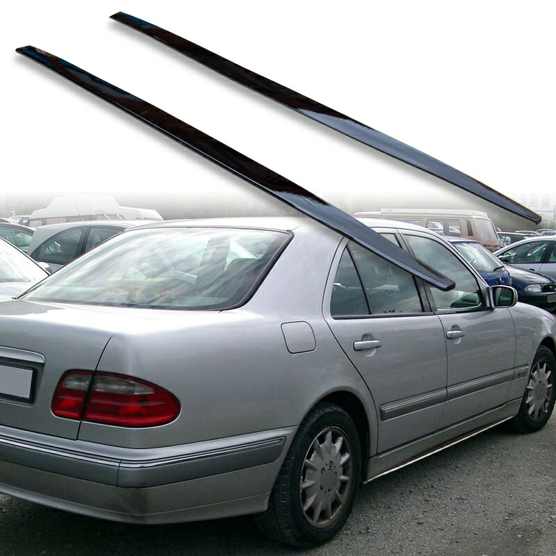 FYRALIP サイドエクステンション スポイラー アンダーフラップ メルセデスベンツ用 Eクラス W210 セダン用 1995-2003 PU製 左右セット 艶あり黒 ブラック塗装