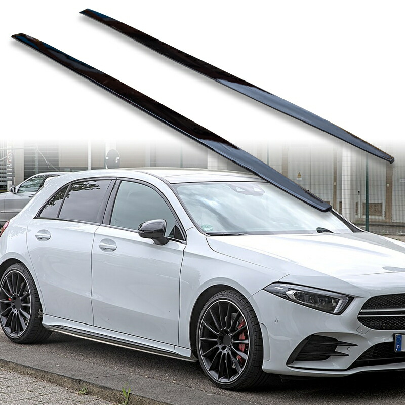 FYRALIP サイドエクステンション スポイラー アンダーフラップ メルセデスベンツ用 Aクラス W177 V177 AMGモデル用 2018-2023 PU製 左右セット 艶あり黒 ブラック塗装