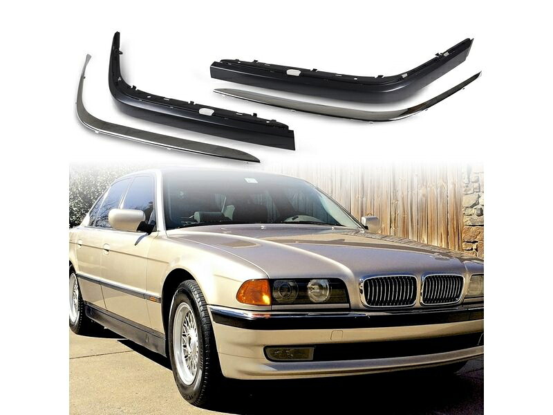 未塗装 BMW用 E38用 フロントバンパーモール+クロームトリム PDC無しタイプ 1994-2001年【___OCS】