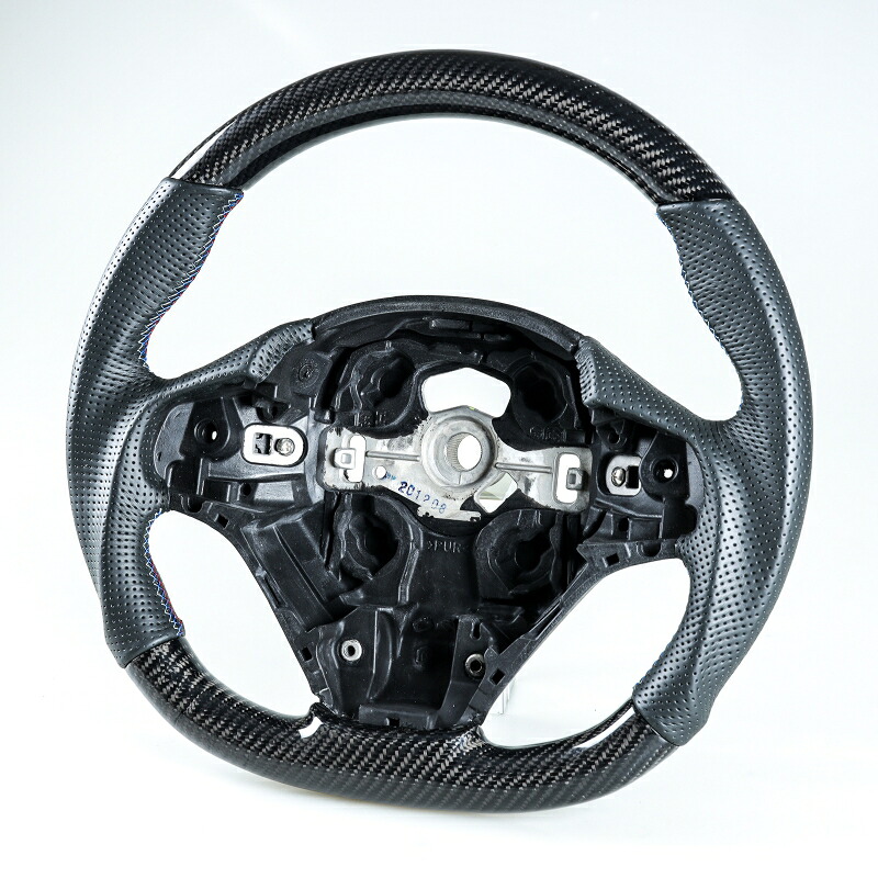 BMW用 F30 F31 F34 F35 F20 F21 F22 F23 F32 F33用 D型 ステアリング ホイール ハンドル カーボン&times;本革パンチングレザー【___OCS】｜TitoSoy