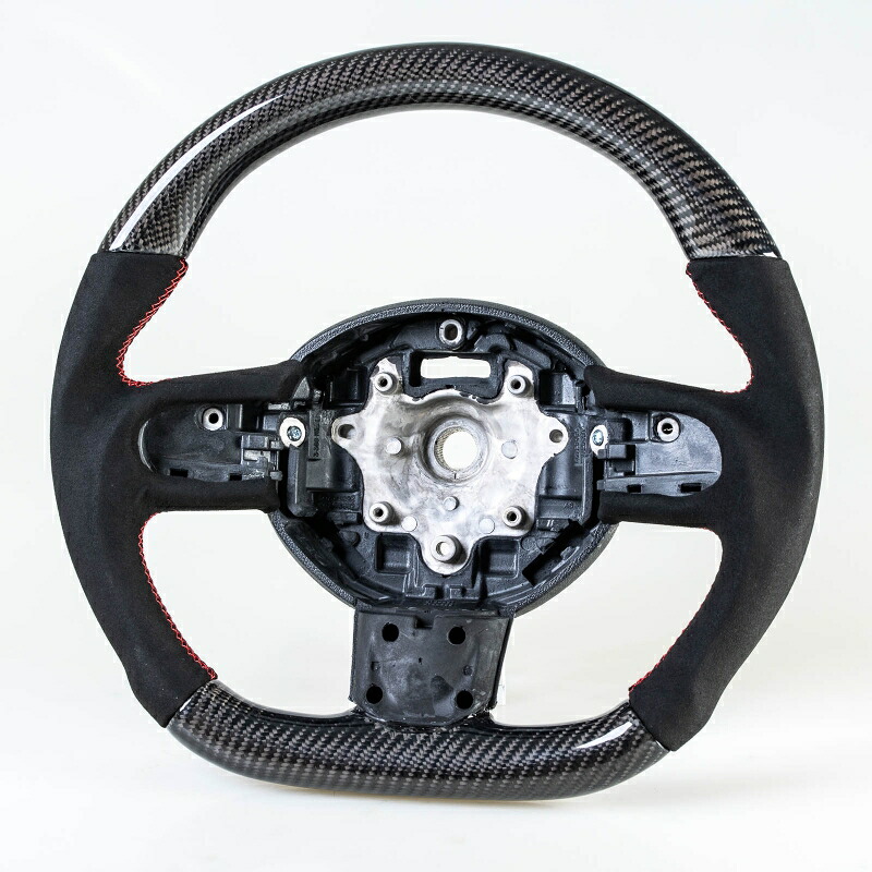 ミニ用 R55 R56 R57 R58 R59 R60 R61用 D型 ステアリング ホイール ハンドル カーボン×本革スエード【___OCS】