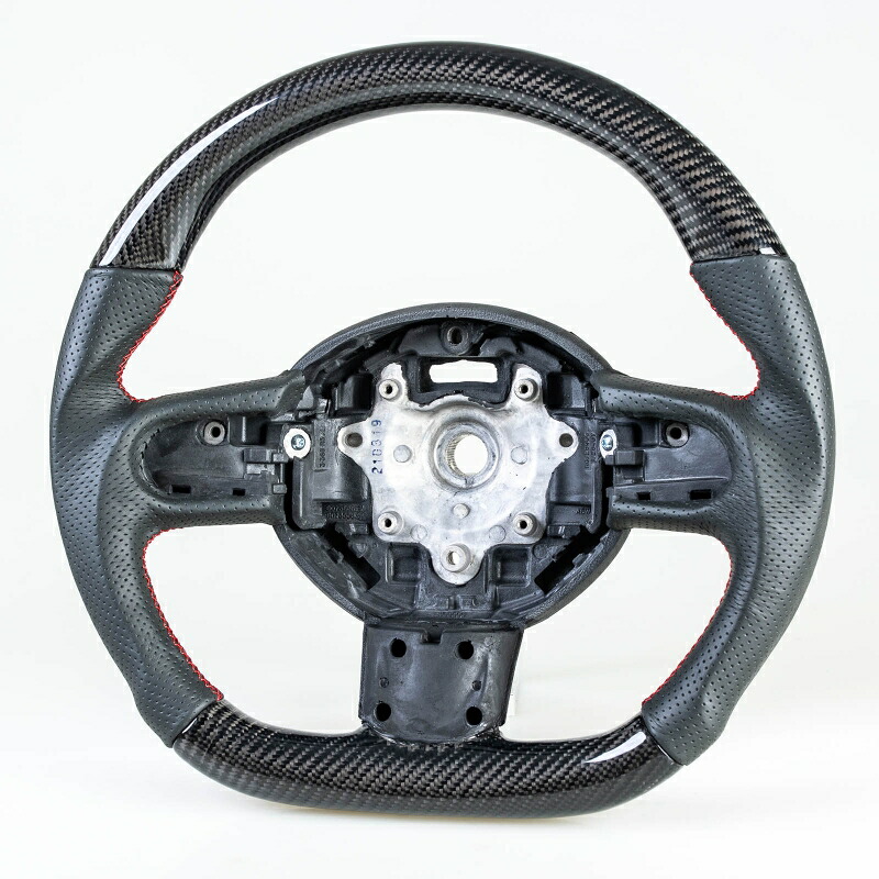 ミニ用 R55 R56 R57 R58 R59 R60 R61用 D型 ステアリング ホイール ハンドル カーボン×本革パンチングレザー【___OCS】