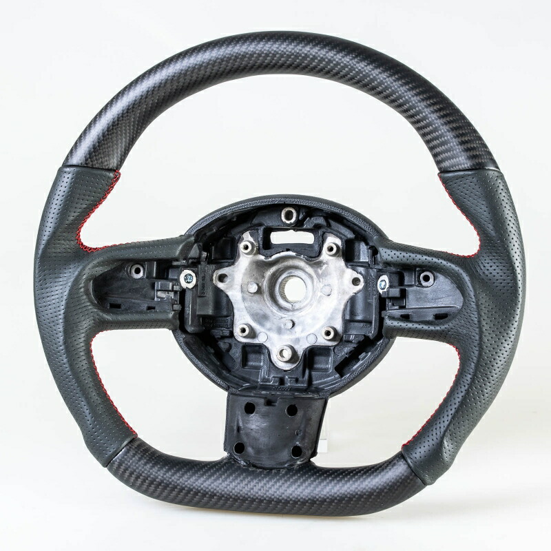 ミニ用 R55 R56 R57 R58 R59 R60 R61用 D型 ステアリング ホイール ハンドル マットカーボン×本革パンチングレザー【___OCS】