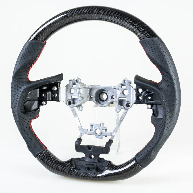 スバル用 インプレッサ フォレスター アセント レガシィアウトバック クロストレック XV D型 ステアリング ホイール ハンドル カーボン&times;本革パンチングレザー【___OCS】｜TitoSoy