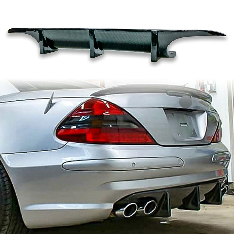 メルセデスベンツ用 R230 SL55 AMG 2003-2008 ビッグフィンタイプ カーボンファイバー リアディフューザー カバータイプ 左右両側4本出し【___OCS】|TitoSoy