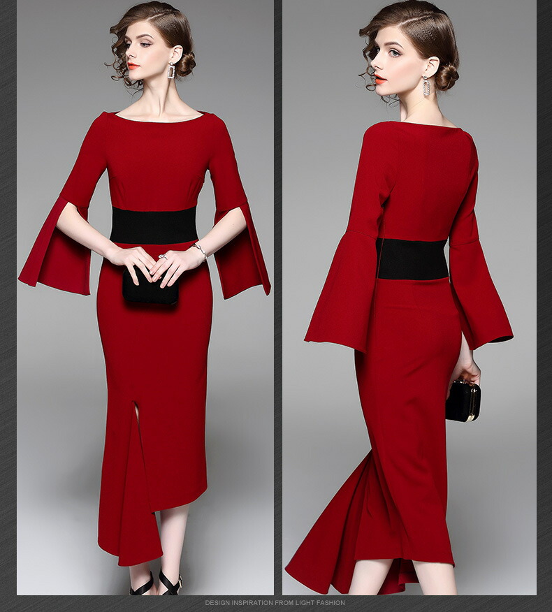 レディース 演奏会 ワンピース 披露宴 セレブ ミディアム ワンピースレディースファッション ドレス 上品 女子会 ロング丈ワンピース ブラック 2次会 セクシー 入学式 デート スレンダーライン 通販 卒業式 入園式 謝恩会 発表会 30 Offお買い物マラソン 最新作