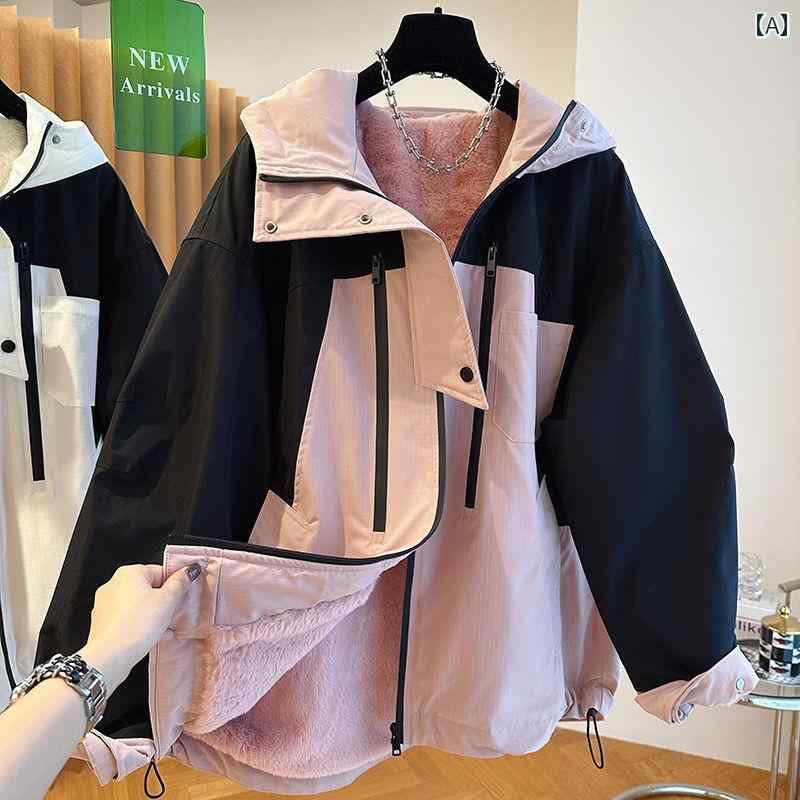 上衣 レディース アウター 裏起毛 生あたたかい 朦々たる バイ色合い ボンネット付き添い人 上衣 年月 白いこと サクラ色 心地よい
