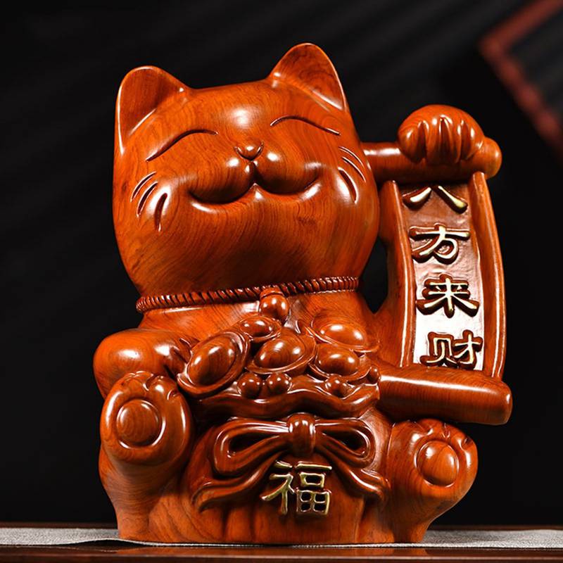猫 招き猫 飾りつけ 部屋の入り口飾りつけ 木彫りの猫 招財 財運 風水グッズ 仕合わせ 金運繰り上げる 恋いしたう運up お引き立て花めく祈とう 花めく 愛くるしい 縁起物 木製 室内装飾 開運グッズ 高 開店祝賀会 差し上げ物 厄除け